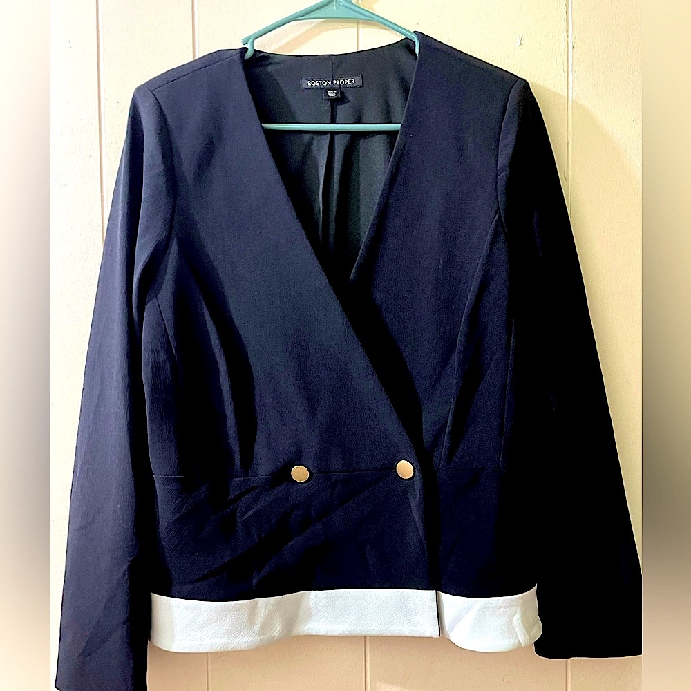 Boston Proper Double Breasted Women’s Black Chic Blazer Medium